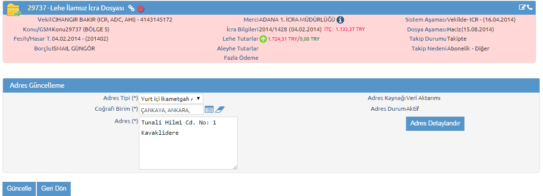 AdresGuncelleme
