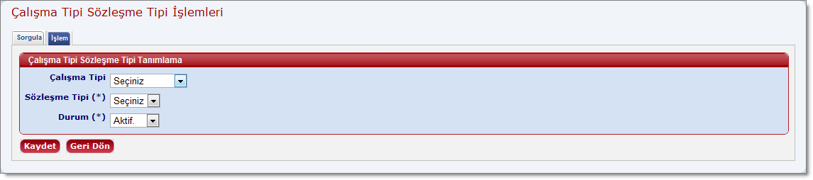 CalismaTipiSozlesmeTipiYeniKayitEkran