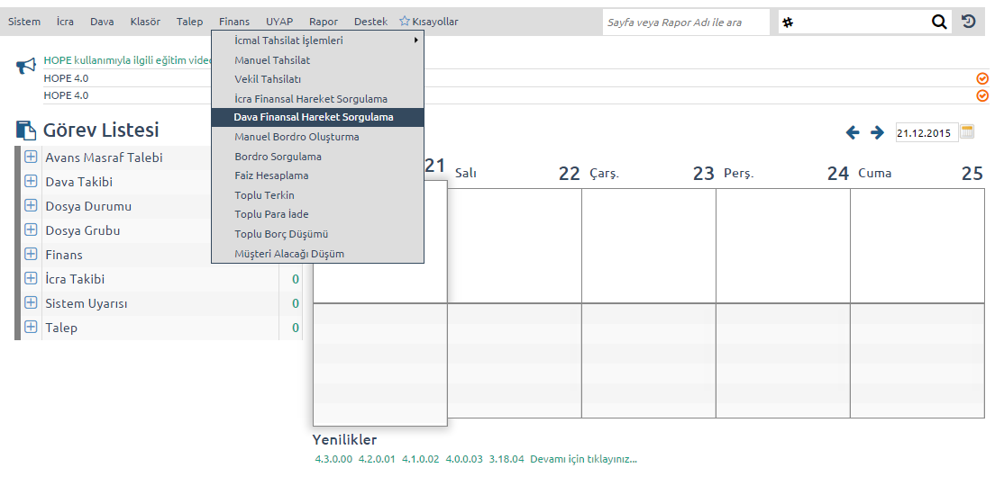 DavaFinansalHareketMenu