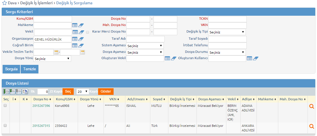 DegisikIsSorgulamadanDegisikIsGoruntulemeyeGecis