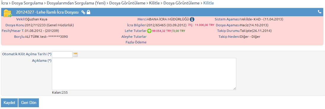 DosyadakiKilitBilgileriniGuncelleEkrani