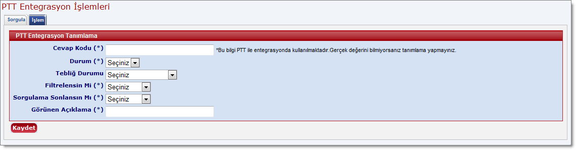 pttEntegrasyonTanimlaEkran