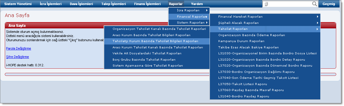 TahsilatciKurumBazindaTahsilatRaporlariUlasim