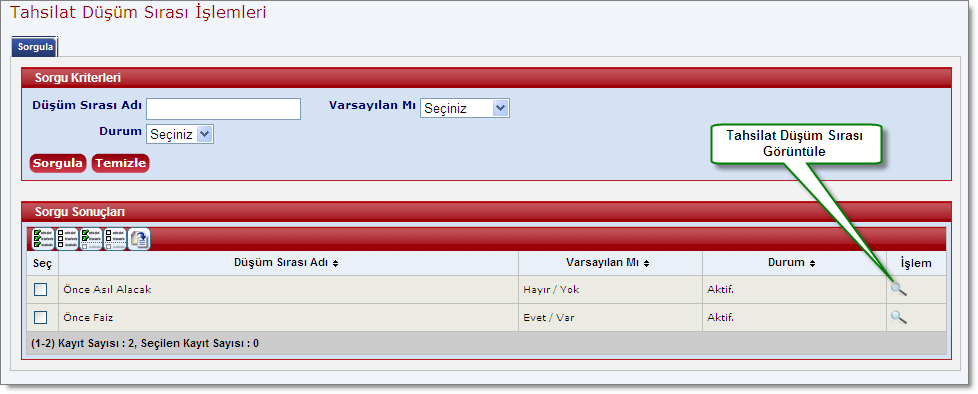 TahsilatDusumSirasiGoruntuleUlasim