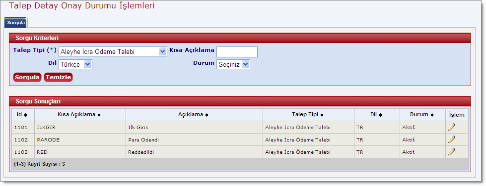TalepDetayOnayDurumuSorguSonuclari