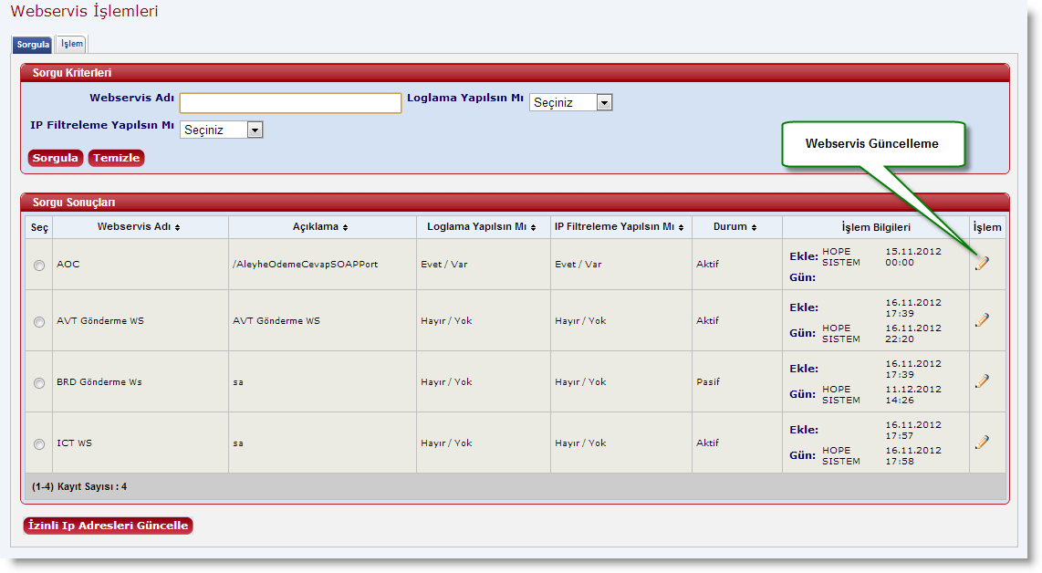 WebservisGuncellemeUlasim