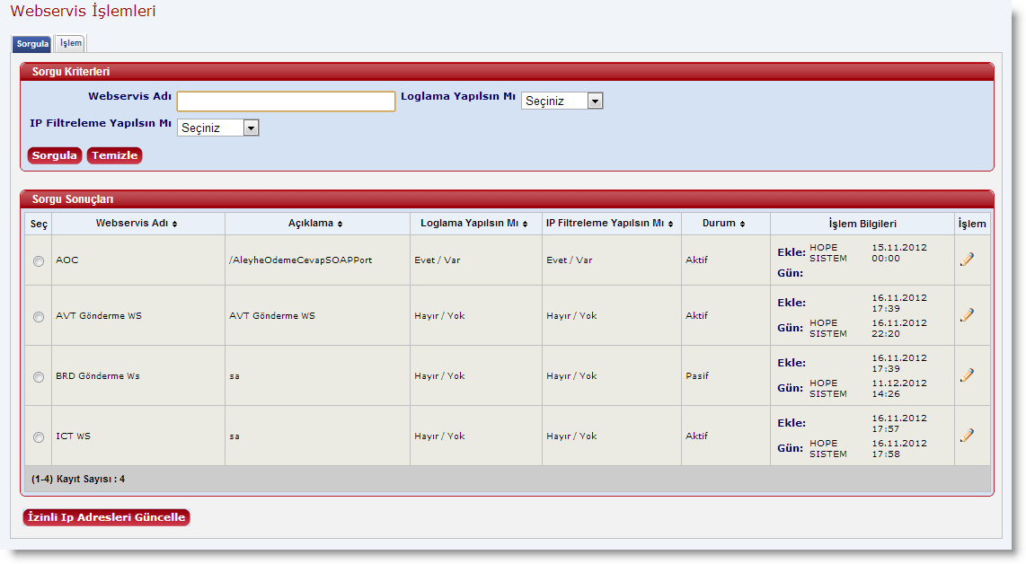 WebservisSorguSonucu